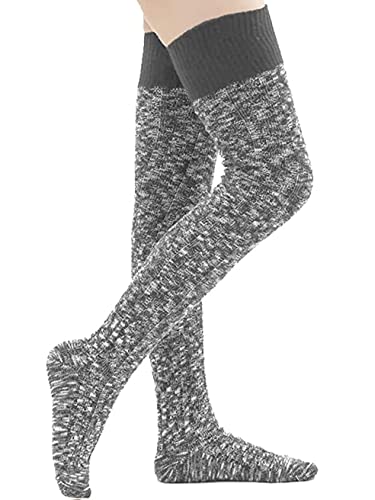 Image of Women's Thigh High Knitted Winter Boot Socks Vintage Extra Long Leg Warmer Over Knee High Stockings