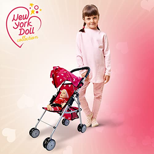 Deluxe Baby Doll Stroller with Crib Furniture Playset, Multi Baby Doll Accessories Set for 18" Dolls, Includes Doll Stroller Swing and Doll Bed Pretend Play for All Dolls - Pink - Thumbnail 5