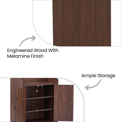 Image of Royaloak Rowan Shoe Rack 2 Door Storage | Wooden with Air Vent, Melamine Finish | Wooden with 8MM Back Sheet for Better Support and Optimized Depth