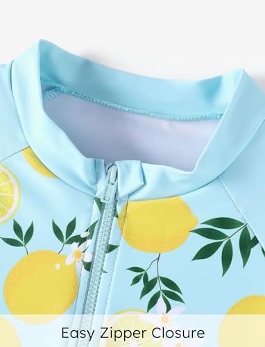 PATPAT Girls Swimsuit Short Sleeve Rashguard One Piece Swimwear Zipper Bathing Suit (Age 2-14)3