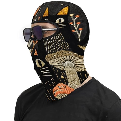 Balaclava para hombres y mujeres con estampado de gatos y hongos - Máscara térmica para la cara, para clima frío, para motocicleta, esquí y uso invernal miniatura 4