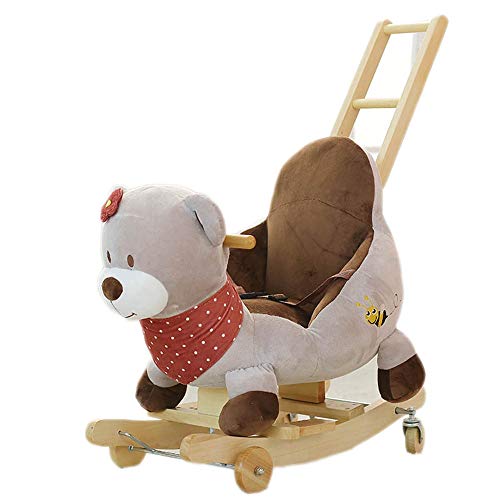 ZhaoXH-Schaukelpferd Kinder Holz Schaukelpferd Spielzeug Plüsch Grauer Bär Schaukelsitz Kind Schaukeltier mit Sound und…