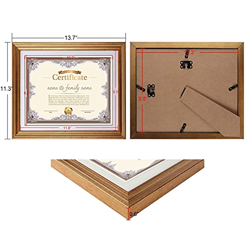 Mebrudy 8.5 X 11 Picture Frames With Mat, Gold 8.5X11 Document Certificate Diploma Award Photo Frame Set For Wall Or Tabletop Display, 6 Pack #TOP5