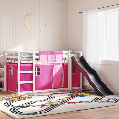 Nqyjm Litera sin colchón con tobogán y cortinas, 90 x 190 cm, somier de láminas de fácil montaje, para dormitorio, hotel, dormitorio L32H84130