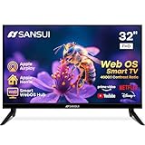 SANSUI 32 inch FHD Smart WebOS TV | Frameless Screen with chromecast Built in | 4000:1 Contrast Ratio|WebOS Hub with 2×8W Speakers & Apple HomeKit & Live TV| Support Airplay & WiFi & Bluetooth 5.2