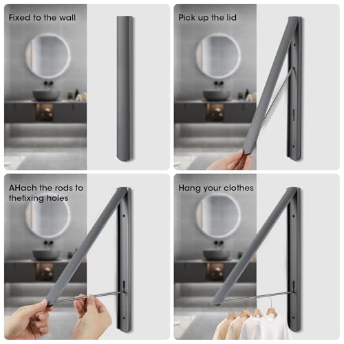 RELONGGI Kleiderhaken Klappbar kleiderwandhaken Wäschelüfter Wand Aussenbereich Klapphaken Haken Kleiderständer Wandhaken Kleiderlüfter Garderobenhaken für Ecken, Balkon, Badezimmer (Gray)