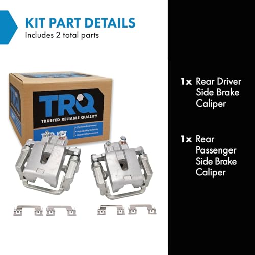 Image of TRQ Rear Driver and Passenger Side Brake Caliper Set Caliper Brackets Compatible with 05-09 Chrysler 300 C AWD 13-16 300 V8 5.7L RWD 09-16 Dodge Challenger RT 13-14 Charger V8 5.7L 11 Charger V8 5.7L