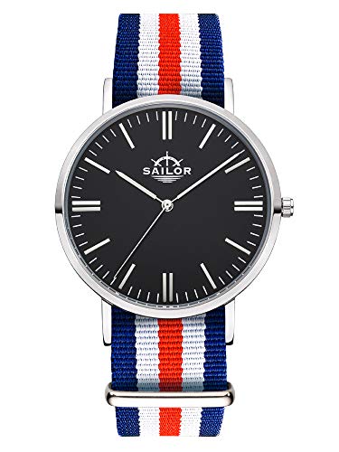 Montre marine blanche Sailor avec bracelet nylon au cadran épuré