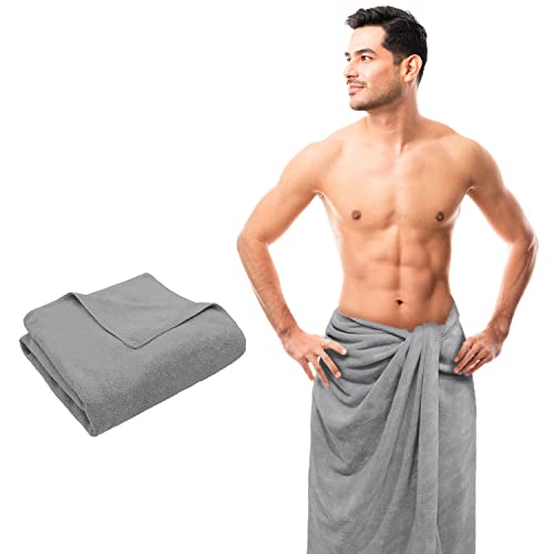 Image of Sassoon Venir Microfiber 1 Piece Men Bath Towel 450 GSM (80x160cm, Grey Color) Ultra Soft Material, Towel for Daily use