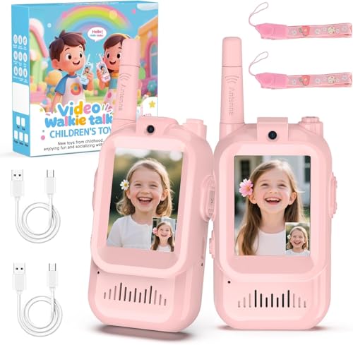 Image of BlueFire Kids Walkie Talkies with Video - Screen Display Toy Radios with Voice Effects, One-on-One Pairing, Long Range - Birthday Toys Gifts for Boys & Girls Ages 3-12 (Pink)