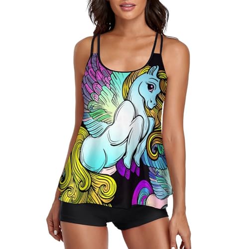 Maillot de bain tankini licorne femme short de garçon shorty robe de plage 3 pièces