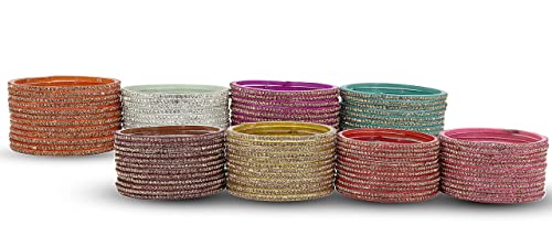 Image of NMII Glass with Plain and Glossy Finished Bangle Set For Women and Girls