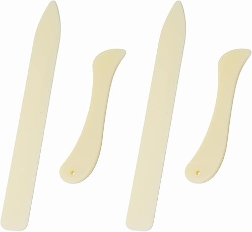 Honbay Cuchillo abrecartas de 4 piezas, suministros de herramientas de vitral, bruñidor FID de plástico, soporte de papel de aluminio plano para