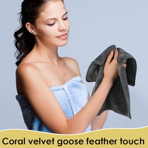 VIVOTE Mikrofaser Gästehandtücher, Super Weiches und Saugfähiges Handtuch, Hängetuch Handtücher für Küchen und Bad, Trockene Hand Handtücher, 30×50cm Schwarz Grau, 2 Stück