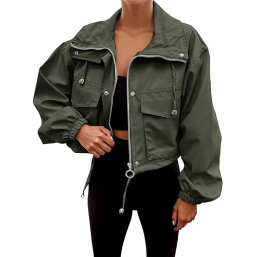 Veste universitaire courte pour femme veste d'été légère zippée style varsity