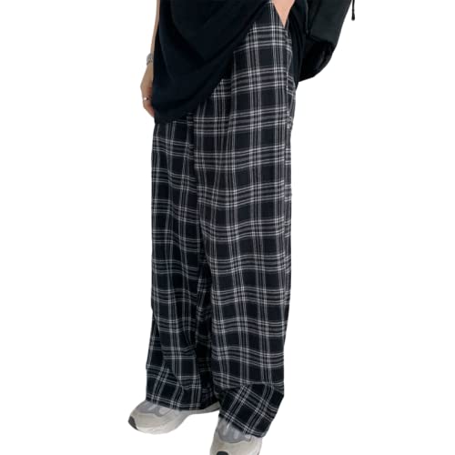 Harajuku Plaid Pants Ladies Casual Oversized 3XL Loose Wide-Leg Pants Retro Girls Hip-hop Wild Men and Women Street