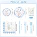 Houuqe 175 PCS One Silly Goose Birthday Party Tableware Set, Blue Gingham Party Supplies for 25 Guests Scalloped Plates and Napkins Blue and White Paper Plates Checkered Dinner Decor Set for Birthday