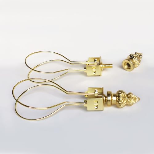 Image of GY & CK Lampshade Clip Adapter Light Bulb Clip Adapter Includes Decoration Finial, Spring Clip for Light Bulbs (Brass)