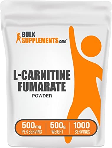 BulkSupplements.com L-Carnitine Fumarate Powder – Carnitine Supplement, Sports Nutrition, L-Carnitine 500mg – Gluten Free, 500mg per Serving, Gluten Free, 500g (1.1 lbs) (Pack of 1)