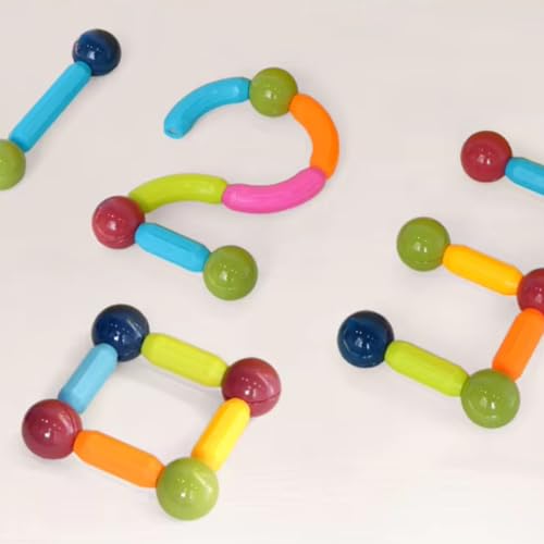 Blocos Magnéticos de Montar Infantil Brinquedo Educativo Bolas e Bastões 64 Peças