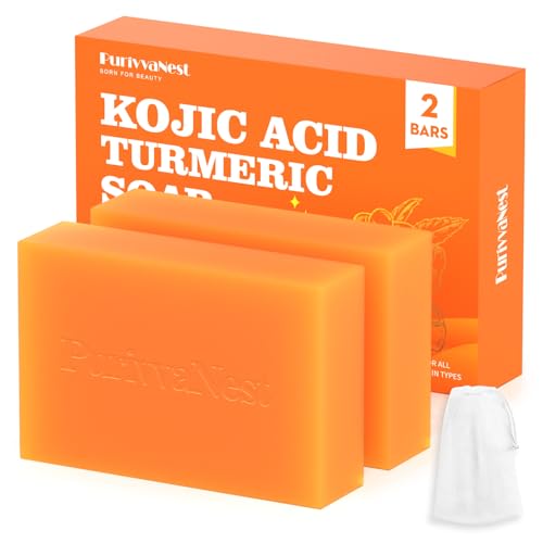 Turmeric Soap Bar Dark Spot Kojic Acid soap Remover for face and body Even Skin Tone, Moisturizing & Nourishing Natural Ingredients(2Pack)