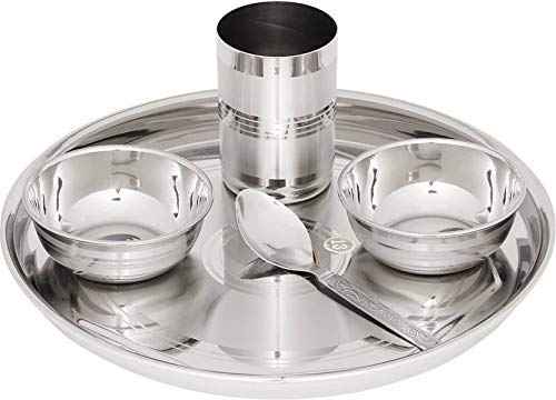 Shri ji Stainless Steel Maharaja Dinner Set 5 Pcs Stainless Steel Dinner Set (Dinner_5pcs_04)