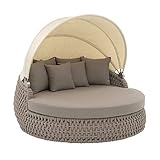 gartenlounge insel riva Pflegeleicht und rostfrei OUTLIV. Leon Loungeinsel Garten Daybed Sonnenliege Outdoor-Bank 186 x 200 x 90 cm, aus Aluminium/Geflecht/Olefin/Acryl in Grau-Braun für 2 Personen