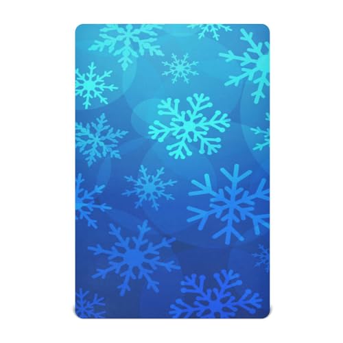 Moudou Blue Christmas Snowflake Playard Sheet for Boy Girls, Soft Breathable Fitted Toddler Sheet for Standard Playard Bed Mattress, 39 x 27 x 5 Inch