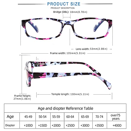 Image of Henotin 5-Pack Reading Glasses Blue Light Blocking Anti Eyestrain Computer Reading Glasses for Women and Men Readers (Mix Color-C1, 2.50, Diopters)
