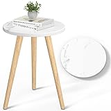 Indoor Plant Stand, Wood Mid Century Plant Stand for Indoor Plants, Modern Plant Table with Unique Marble Texture Desktop, 15.6‘’ Tall Plant Holder for Flower Pots for Living Room By Easoger