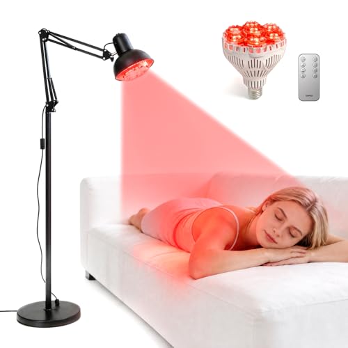 SANSI Red Light Therapy Lamp for Body Face with 66in Adjustable Stand 660nm 850nm 56 Dual Chip LEDs 32W High Irradiance Near Infrared Light for Skin Care Muscle Comfort Scalp Health Relaxation