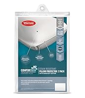 Tontine Comfortech Stain Resistant Pillow Protector – Nanotex Cotton Shield Resists Spills and Stains – Breathable Soft Zip Closure – Washable Removable Cover – Standard Size – 2 Pack