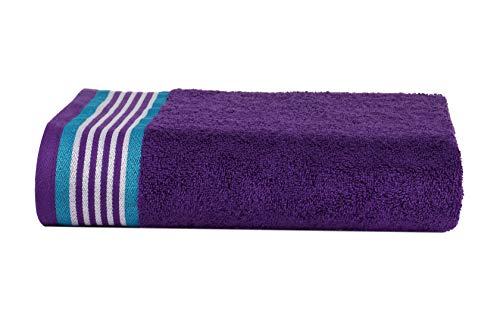 Image of Casa Copenhagen Germany Design - He & She Super Soft Collection 2 Pieces 100% Cotton Large Bath Towel (Size : 70 x 140 cm)- Teal Green & Violet Indigo