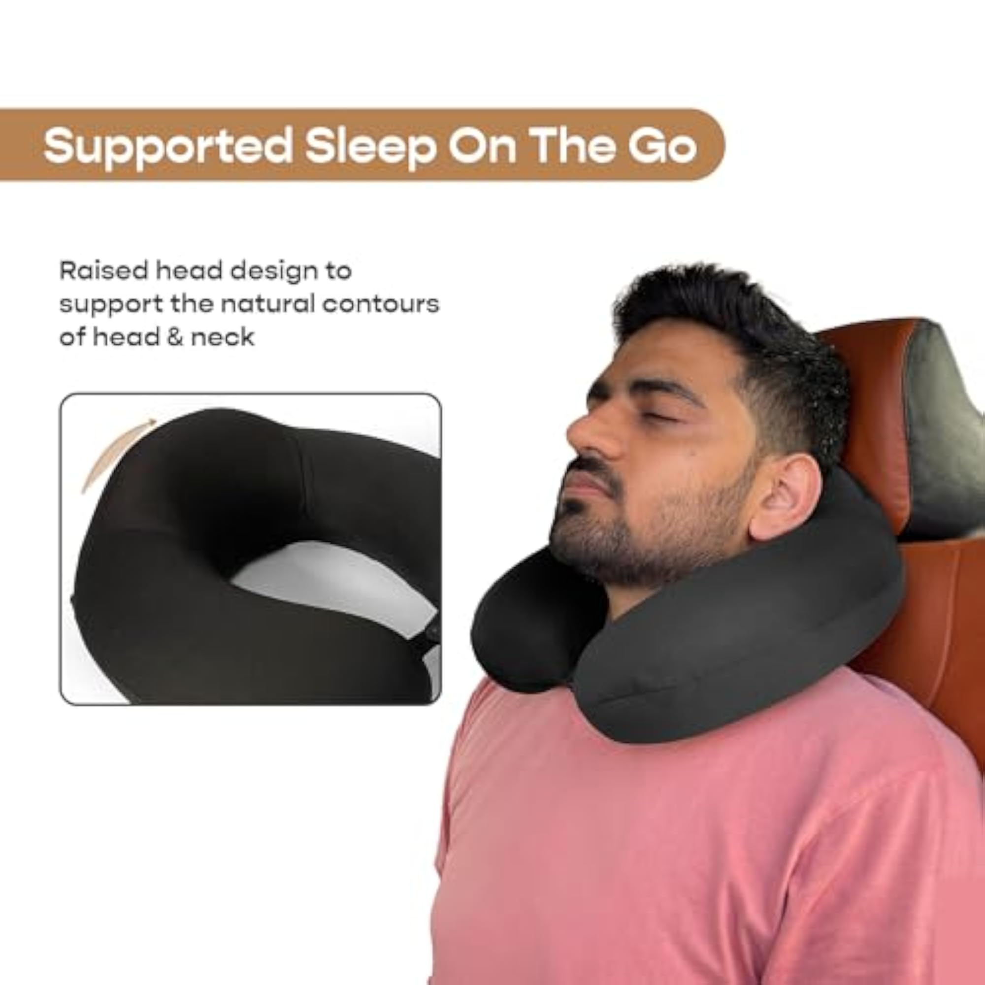 Travel Neck Pillow, Memory Foam Fill, Portable & Durable