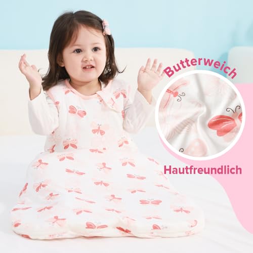 ToyaTec Baby Schlafsack 2,5 Tog Kuschelweich aus Bambusviskose | Baby Schlafsack aus Bambusfaser | Herbst & Winter Schlafdecke(Rosa,L) – Ansicht 4