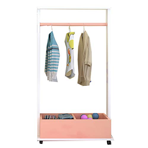 GLMGBP Perchero Infantil con Ruedas y Perchero para Sombreros, sin formaldehído, de Madera de Seguridad, para Estudio, Dormitorio, Color Rosa, 80 x 30 x 120 cm