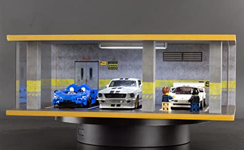 Image of 1 /24 Scale Die-cast Car Garage Display Case with Clear Acrylic Cover and LED Lighting for 3 Parking Space D5 Style (1 /24-3PD5)