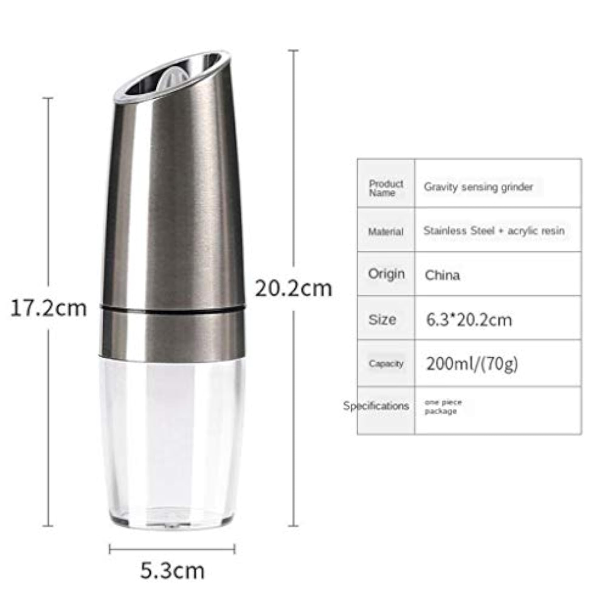 Electric Gravity Pepper Grinder, Spice Mill