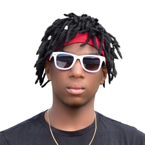 Generic Braided Wig With Red Headband Comes With Three Hair Rings Silver Hip-Hop Sporty For Costume Black Wig Cap Unisex Dreadlock Wig thumb #2