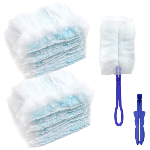 Minfuerang 20 Piezas Imán de Polvo Paquete de Recarga,Plumero Atrapapolvo Desechable con 2 Asas para Limpiar Electrodomésticos,Pelo Mascotas,Suciedad (Azul)
