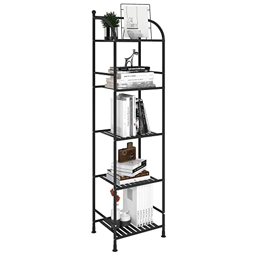 Fkuo 5 Tier Bathroom Storage Open Shelf Unit, Free-Standing Metal Corner Rack Shelving For Kitchen, Living Room, Hallway (Black, 5 Tier) #TOP20