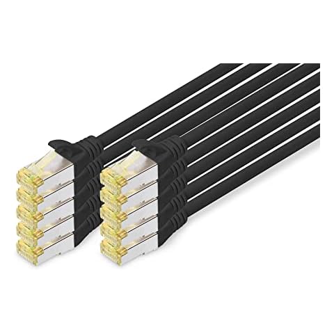 DIGITUS LAN cable Cat 6A - 0.5m - 10 pieces - RJ45 network cable - S / FTP shielded - Compatible with Cat-6 & Cat-7 - black Cover