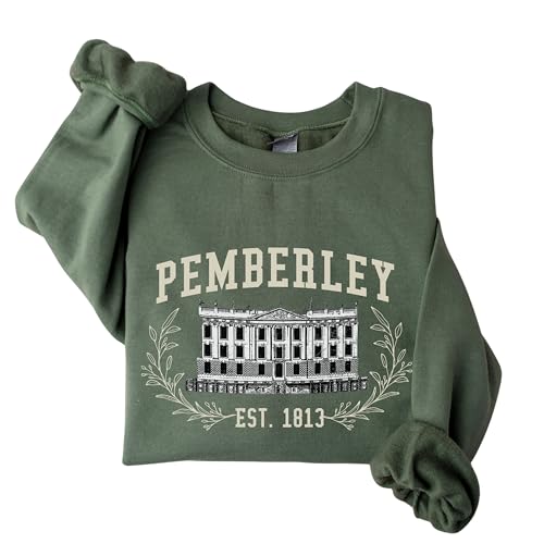 Pemberley Sweatshirt Pride and Prejudice Shirt Jane Austen Fan Gift Vintage Bookish Crewneck Book Lover Merch Literary T Shirt Beige