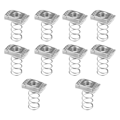 JDFHFGB 10Pcs Galvanized Spring Nut for Strut Channel - 6mm Thick Durable C-Shaped Steel Fastener, M6 M8 M10 M12 Thread Options for Strut Installation & Electrical Conduit Support (1/4)