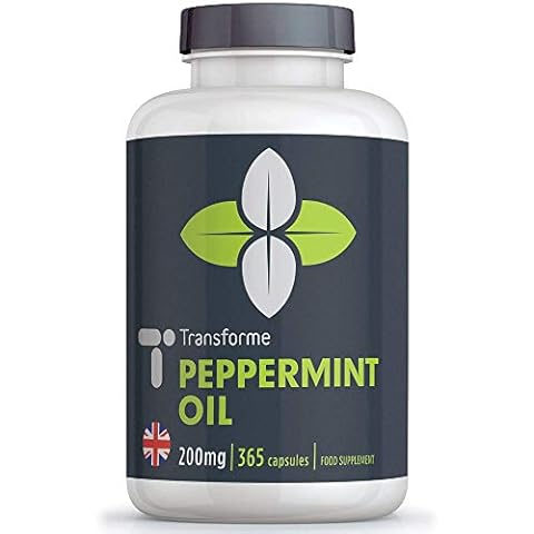 Peppermint Oil Capsule Softgels - 200mg High Strength Peppermint Oil - 365 Softgels (1 Year Supply) Premium Oil of Peppermint - Rapid Release High Absorption - Gluten Free Cover