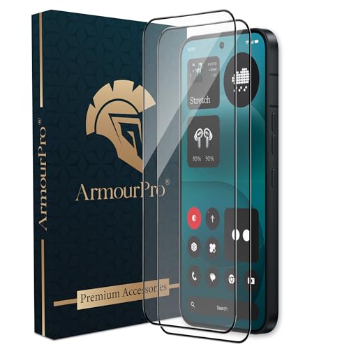 Image of ArmourPro Tempered Glass for Nothing Phone (4A) Pro - 9H Anti Scratch Screen Protector, Edge to Edge Coverage, HD Clarity, Smooth Touch, Case Friendly | Black, Pack of 2
