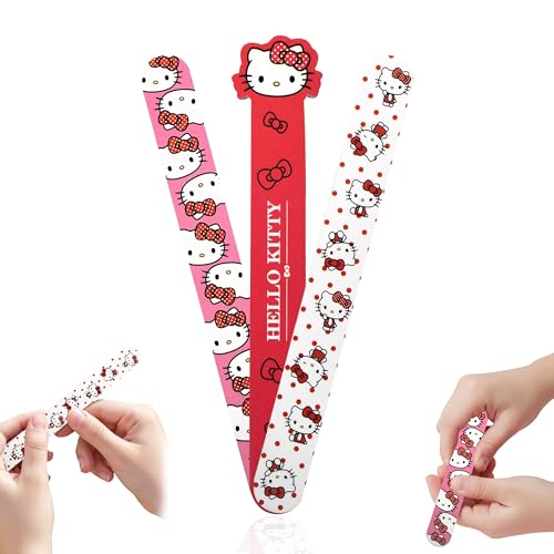 Hello Kitty Limes à Ongles 3 Pièces – Lime à Ongles Double Face 180/240 Professionnelle – Kit Manucure pour Ongles Naturels & Faux Ongles – Nail Art,...