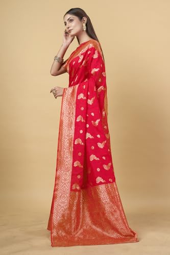 Image of Shasmi Women's Banarasi Saree Pure Kanjivaram Silk Saree Soft new ladies 2025 Design Wear Pattu Sarees Party Sari collections With Blouse Piece for Wedding sadi (PARI-188)