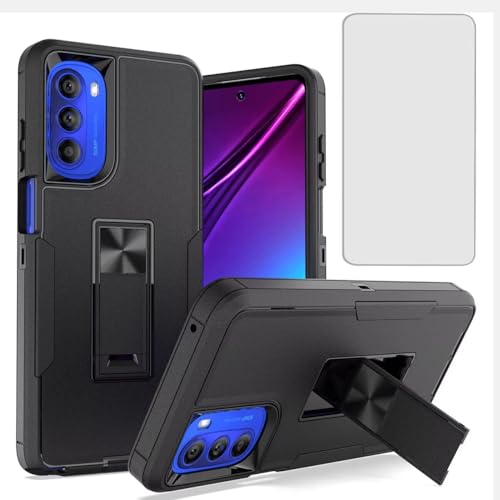 Carcasa Moto G Stylus 5G 2022 a prueba de golpes con protector pantalla vidrio resistente y soporte