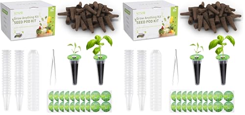 URUQ 140Pcs Hydroponic Pods Supplies: Compatible with AeroGarden Grow Anything Herb Kits - Includes Grow Sponges Grow Baskets Grow Domes Labels - Hydroponics Supplies for Most Brand (Pack of 2)